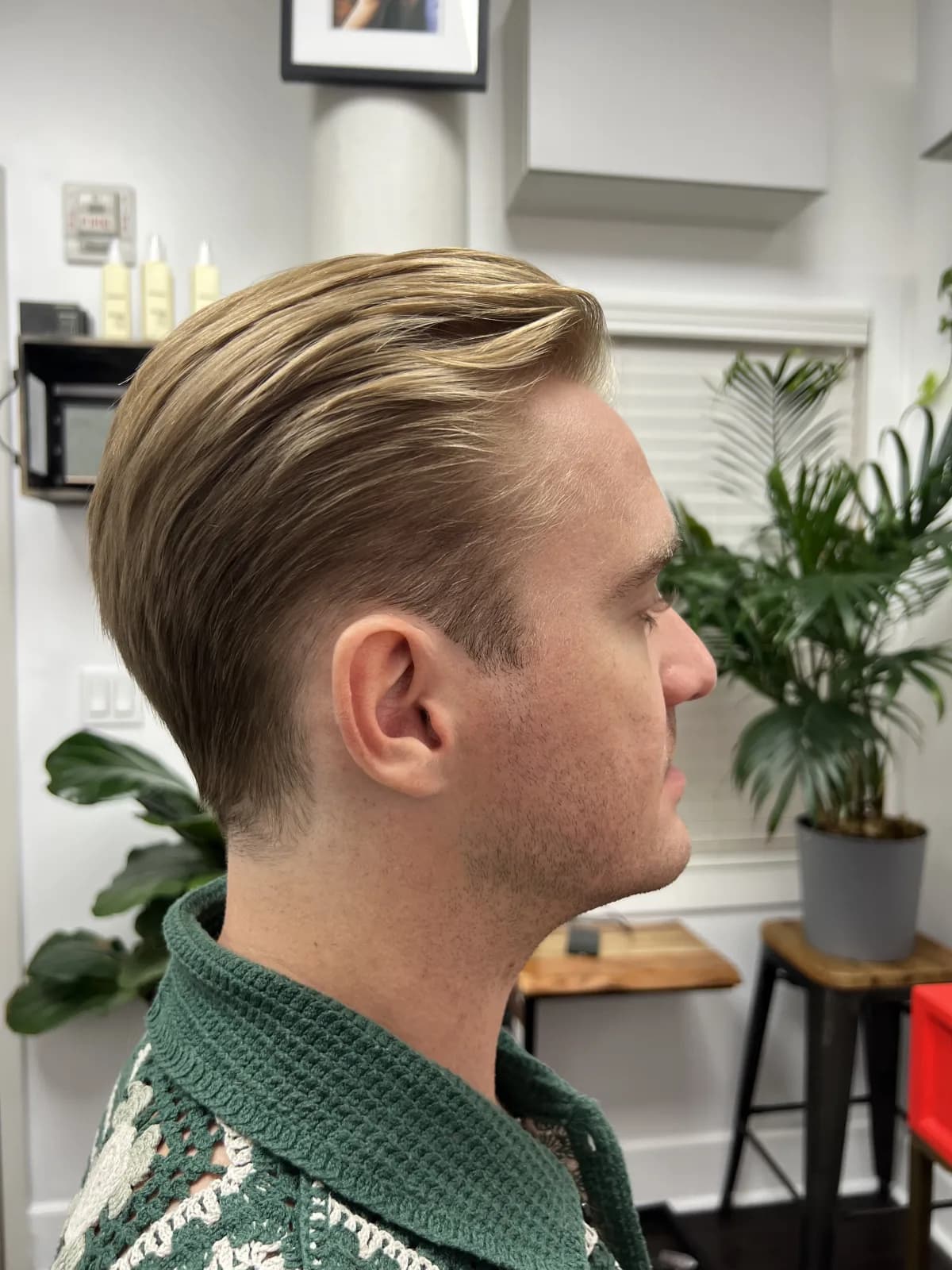 Finished cut — side part with tapered sides